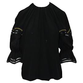 Fendi-Black Puffed Sleeves Blouse-Black