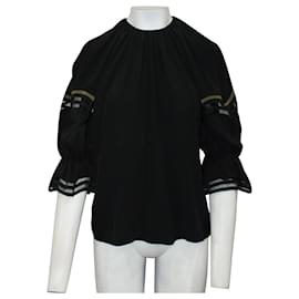 Fendi-Black Puffed Sleeves Blouse-Black