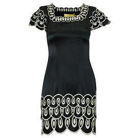 Catherine Malandrino Robe Bleu Marine avec Broderie Blanche Bleu Bleu Marine