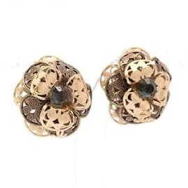 Chanel-* CHANEL Camellia 01A Earrings (for both ears) GP Gold color stone-Gold hardware
