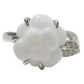 Chanel-* Chanel CHANEL 750WG camellia chalcedony diamond ring size 8-Other