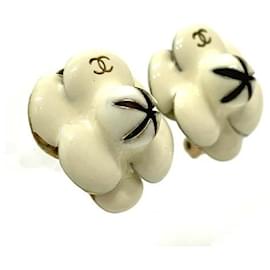 Chanel-* CHANEL Chanel A18795 CC Coco Mark 02P Camellia Earrings Accessory Earrings GP Women's White-White
