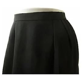 Christian Dior-* Christian Dior Christion Dior Black 100% Silk Flared Skirt No. 11 Spring Autumn Women's Bottoms-Black