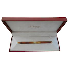 St Dupont-st dupont Chinese lacquer ballpoint pen with its box-Golden