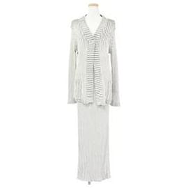 Fendi-*  FENDI Fendi knit cardigan tops sweater beige 42 V-neck long-sleeve skirt long maxi I-line SET UP-Beige