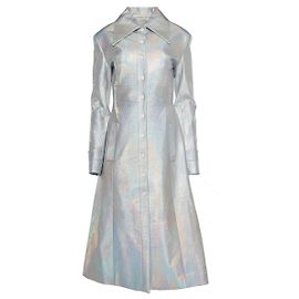 Autre Marque Holografischer Trenchcoat Metallisch