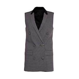 Alexander Wang-Houndstooth Sleeveless Blazer-Grey