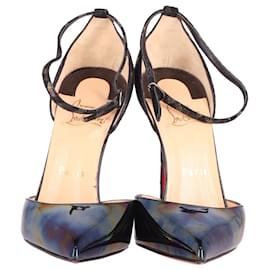 Christian Louboutin-Christian Louboutin Uptown 100 Ankle Strap High Heels in Multicolor Patent Leather-Multiple colors