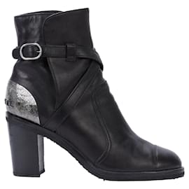 Chanel-Ankle Boots with Cross Straps-Black