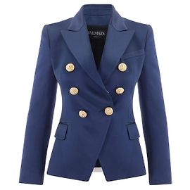 Balmain Blazer in raso di seta con petto foderato Blu