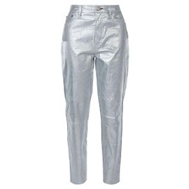 Rag & Bone Metallische Lederhose Silber