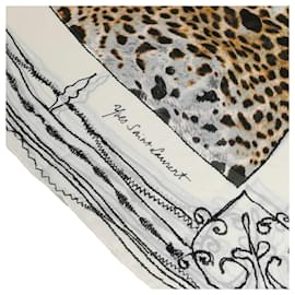 Yves Saint Laurent-Foulard en soie imprimé léopard-Marron