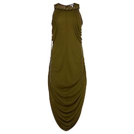 Loewe Schulterfreies Jersey-Kleid Grün