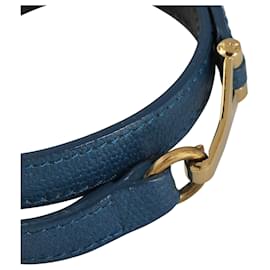 Yves Saint Laurent-Bracelet enroulé en cuir bleu-Bleu