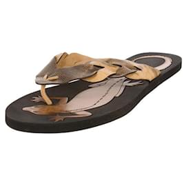 Bottega Veneta-Bottega Veneta Karung Lizard Thong Sandals-Brown,Black,Bronze,Caramel