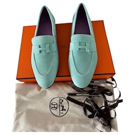 Hermès-Hermes Paris loafers Vert Embrun-Light blue,Turquoise