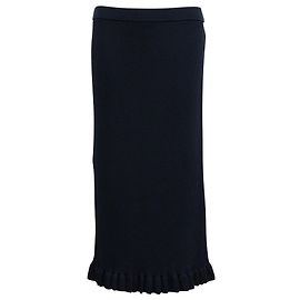 Michael Kors Midirock mit Rüschensaum in marineblauer Viskose Blau Marineblau