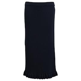 Michael Kors-Michael Kors Ruffle Hem Midi Skirt in Navy Blue Viscose-Blue,Navy blue
