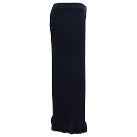 Michael Kors-Michael Kors Ruffle Hem Midi Skirt in Navy Blue Viscose-Blue,Navy blue