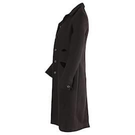 Prada-Abrigo Prada de botonadura sencilla en lana negra-Negro