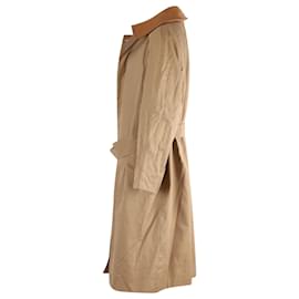 Burberry-Trench coat de abotoamento simples Burberry em lã bege-Bege