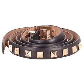 Valentino Rockstud Slimline Belt in Black Leather Black