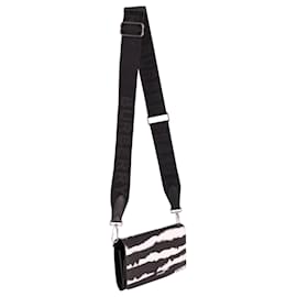 Burberry-Burberry Ollie Zebra Wallet with Shoulder Strap in Black and White Leather-Black,White