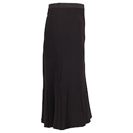 Prada-Prada Fishtail Knee Length Skirt in Black Cotton-Black