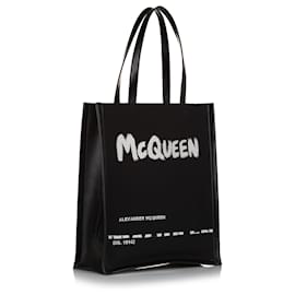 Alexander Mcqueen-Alexander McQueen Black Logo Tote Bag-Black