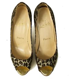 Christian Louboutin-Christian Louboutin Estampa de leopardo Yoyospina 100 Giaguaro Pumps salto peep toes-Multicor