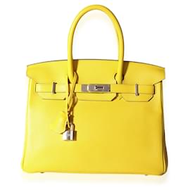 Hermès-Hermes Jaune De Naples Novillo Birkin 30 PHW-Yellow