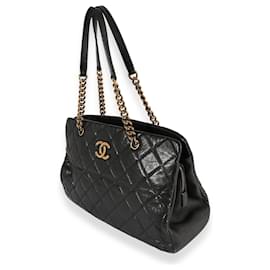 Chanel-Chanel Black Quilted Calfskin Cc Crown Tote -Black
