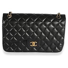 Chanel-Chanel Black Quilted Lambskin Jumbo Double Flap Bag -Black