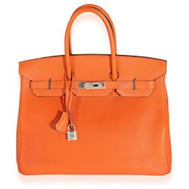 Hermès-Hermes Orange Togo Birkin 35 PHW-Orange
