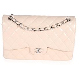 Chanel-Chanel Beige Quilted Lambskin Jumbo Classic Double Flap Bag -Flesh