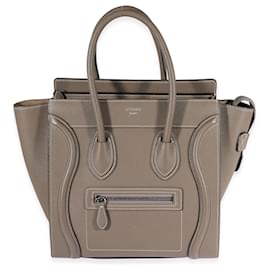 Céline-Celine Taupe Grained calf leather Micro Luggage Tote-Brown