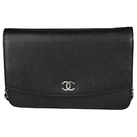 Chanel-Chanel Black Caviar Leather Wallet On Chain-Black