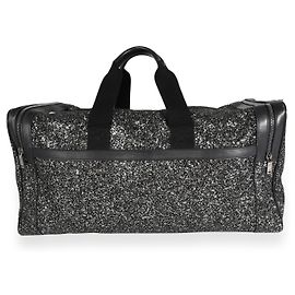 Saint Laurent Glitter Canvas & Black Leather City Gym Duffle Bag  Grey