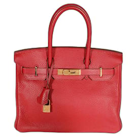 Hermès-Hermes Rouge Casaque Togo Birkin 30 GHW-Red
