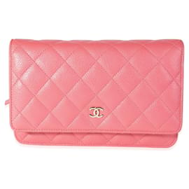 Chanel-Chanel Pink Quilted Caviar Wallet On Chain-Pink