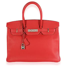 Hermès-Hermes Rouge Casaque Togo Birkin 35 PHW-Red