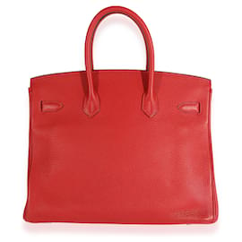 Hermès-Hermes Rouge Casaque Togo Birkin 35 PHW-Red