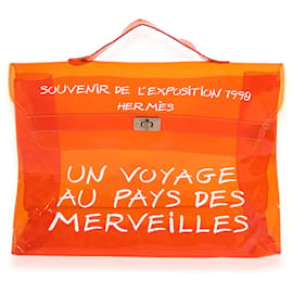 Hermès-Hermes Clear Vinyl Souvenir De L'exposition Kelly Bag-Orange