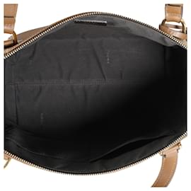 Fendi-Fendi Brown Pequin Stripe Canvas & Leather Zip Tote-Brown