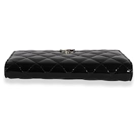 Chanel-Chanel Black Quilted Patent Leather Yen Wallet-Black