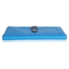 Hermès-Hermes Bleu Izmir & Bleu Saphir Chevre Leather Bearn Wallet Phw-Blue