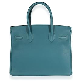 Hermès-Hermes Verso Vert Bosphore & Bleu Ocean Togo Birkin 30 PHW-Blue