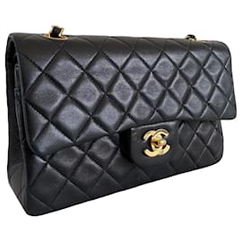 Chanel-Chanel classic lined flap small lambskin gold hardware timeless black vintage classic lined flap small lambskin gold hardware timeless black vintage classic lined flap medium lambskin gold hardware timeless black vintage-Black