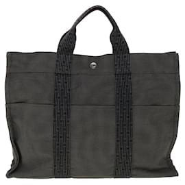 Hermès-HERMES Her Line Tote MM Hand Bag Polyamide Canvas Gray H005 Auth ki2142-Grey