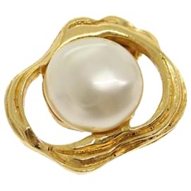 Chanel-CHANEL Pearl Earring Gold CC Auth ar7353-Golden